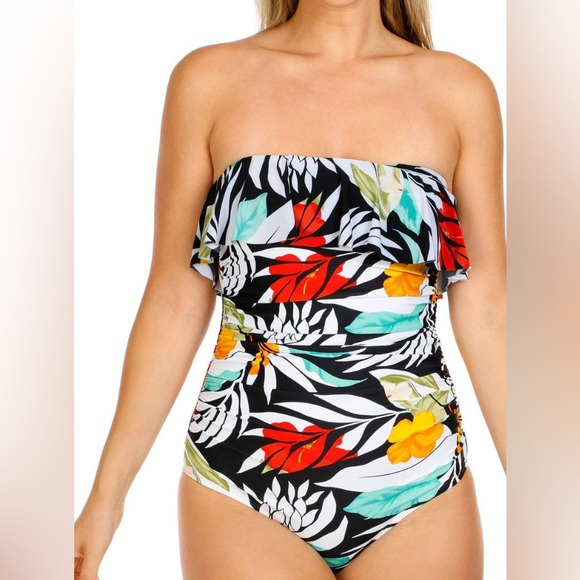 BEYOND CONTROL ONE PIECE WOMENS SWIM SUIT NEW, SIZE 8 ROUCHED FRONT DESIGN - Picture 3 of 12